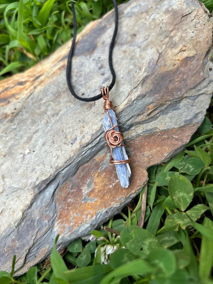 Blue Kyanite Wire-Wrapped Pendant